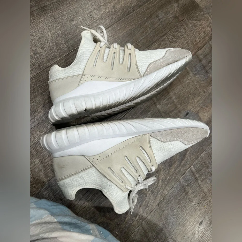 Adidas White and Tan Sneakers adidas Tubular Radial men’s size 9 GOAT
